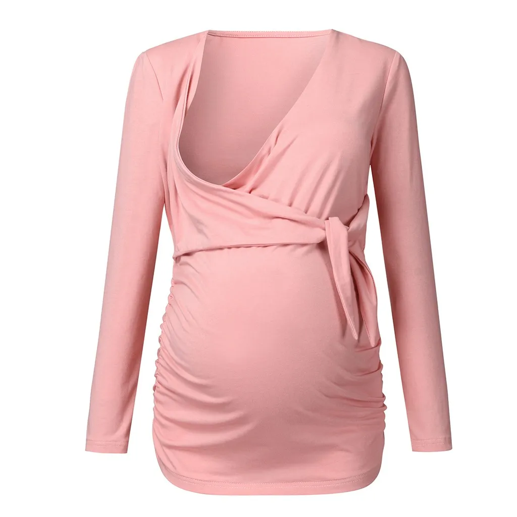 Женские рубашки с длинным рукавом и v-образным вырезом для беременных, топы для кормящих мам, топы для кормящих мам, Одежда для беременных