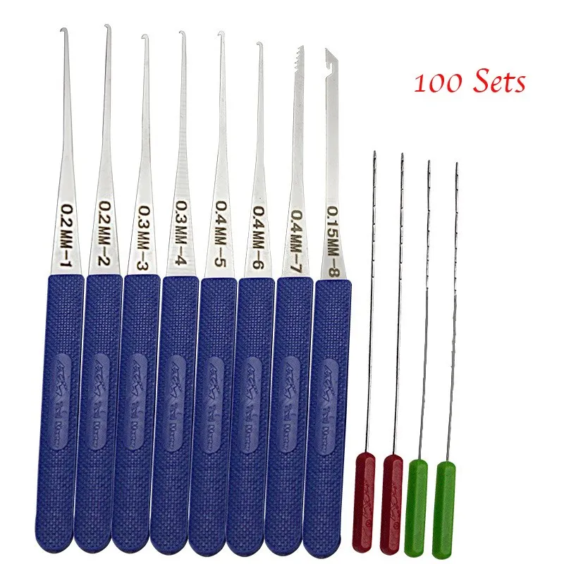 100 Sets Blue 100 наборов Liushi 12 шт DIY сломанный ключ экстрактор удаление крючки слесарь ручное устройство для зажима инструмента набор замок набор инструментов - Цвет: 100 Sets Blue