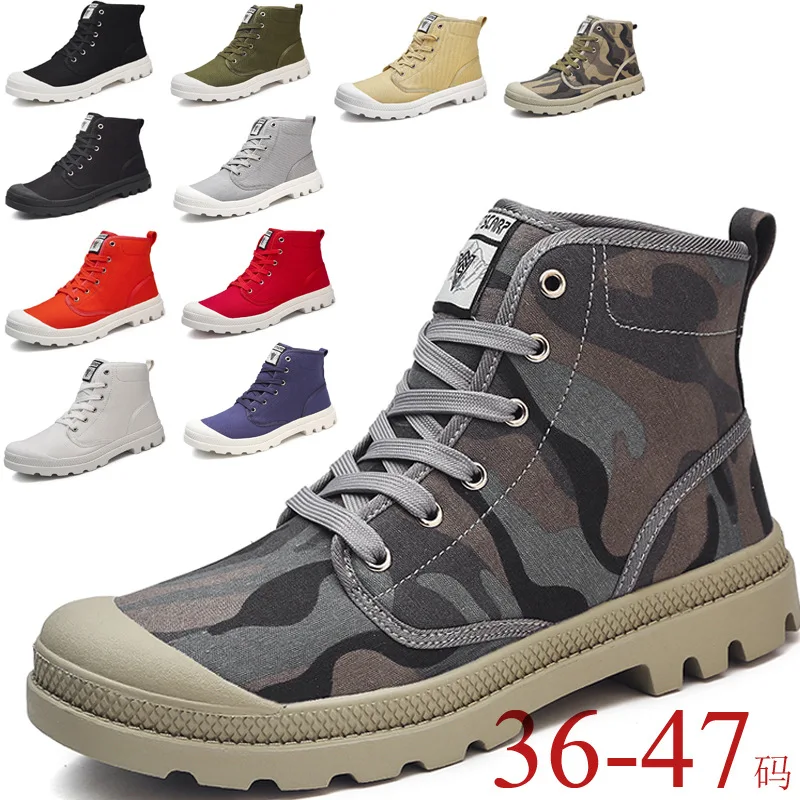 

High Quality Plus Size 36-47 Men Shoes Unisex Men High Top Canvas Shoes Autumn Black Sports Shoes Retro Man Sneakers Work Boots