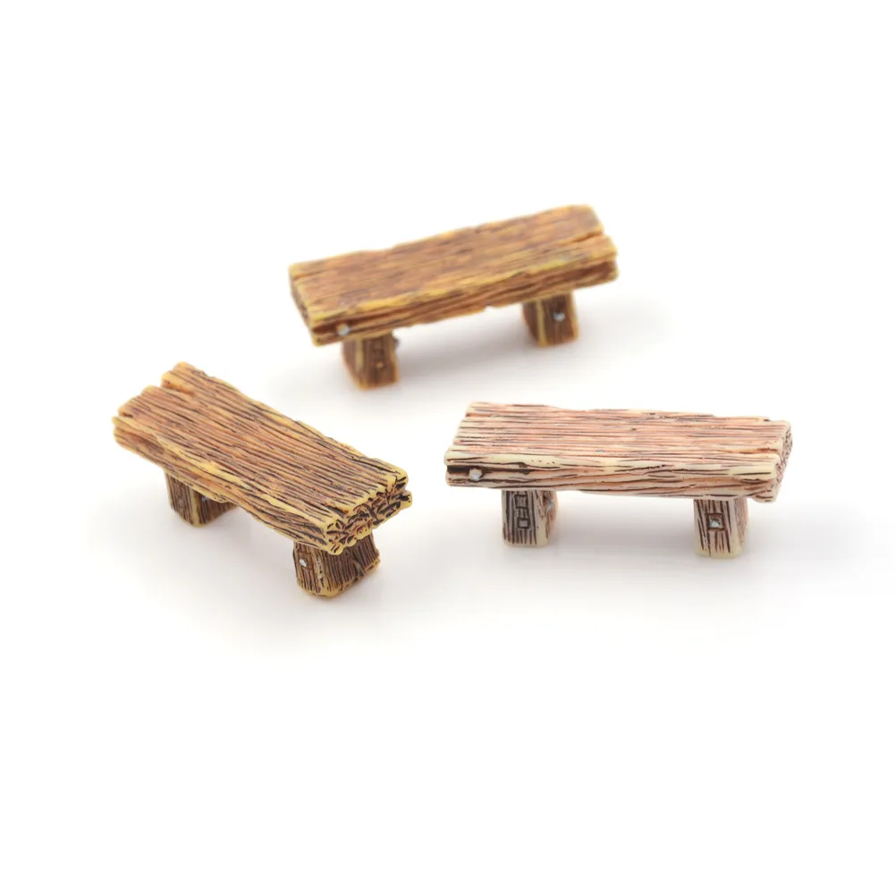 Benches Miniature Ornaments Fairy Garden Bonsai Decor Dollhouse Accessory Chair Stool Fairy Garden Miniatures Decor 3Pcs
