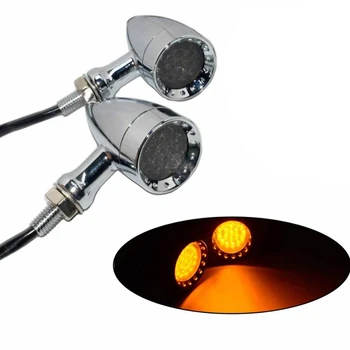 

Amber Chrome Motorcycle LED Turn Signals Lights Brake Running Tail Light