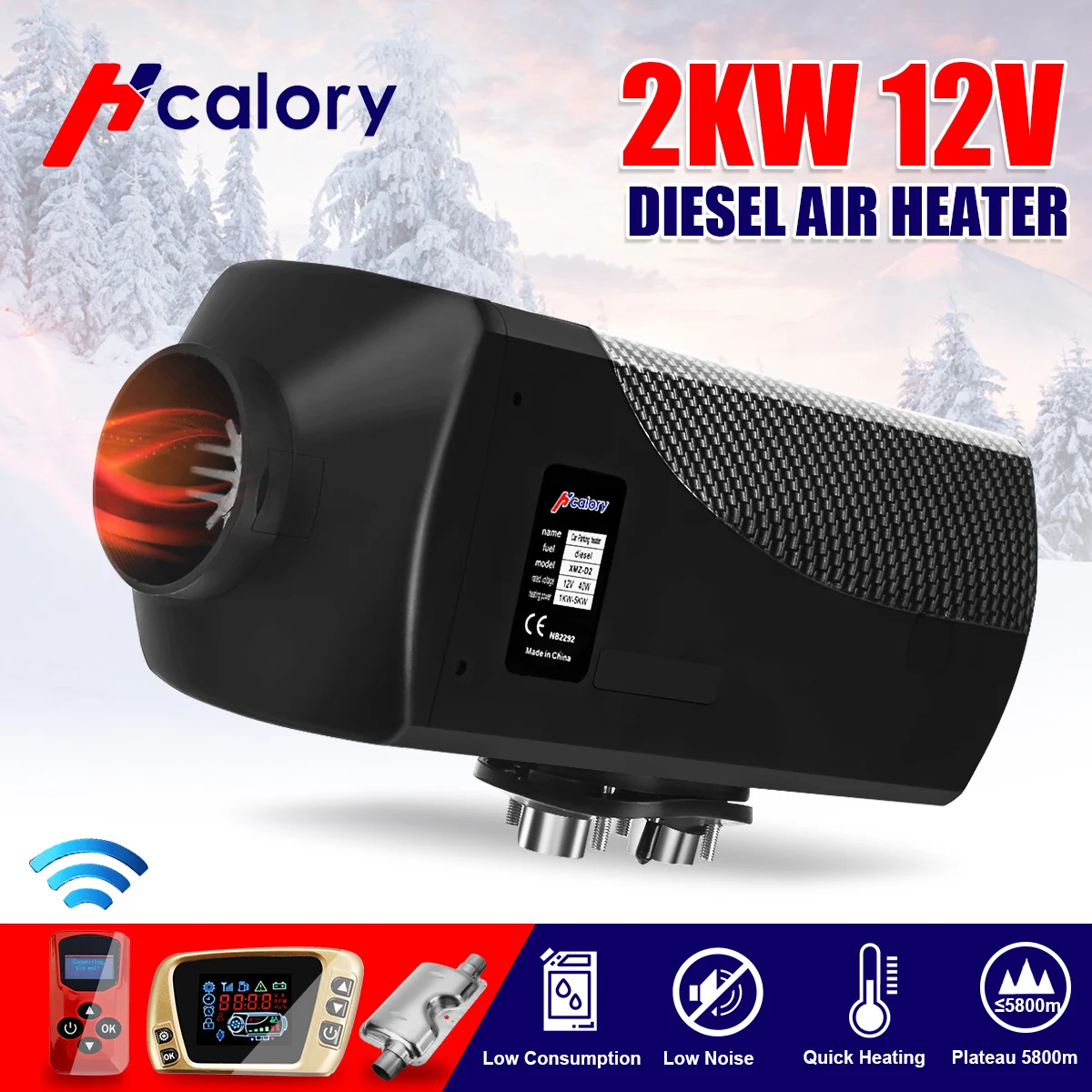 

Car Heater 12V 2kw Diesels Air Parking Heater Air Heating LCD Switch with Silencer and Remote For Trucks Boats Car Trailer