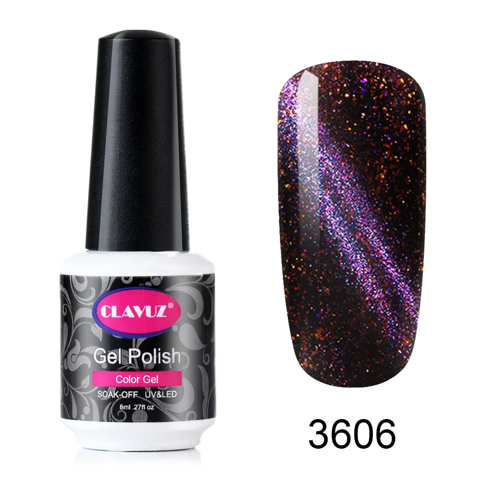 3606 CLAVUZ 8 мл Galaxy Гель-лак для ногтей черная основа необходимый кошачий глаз УФ-гель для ногтей замачиваемый Магнитный Гель-лак маникюрный лак - Цвет: 3606