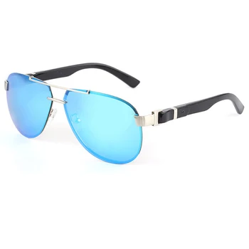 

2020 Retro Blue Polarized Men Sunglasses UV400 Mirror Rimless Driving Sunglasses Come With Box