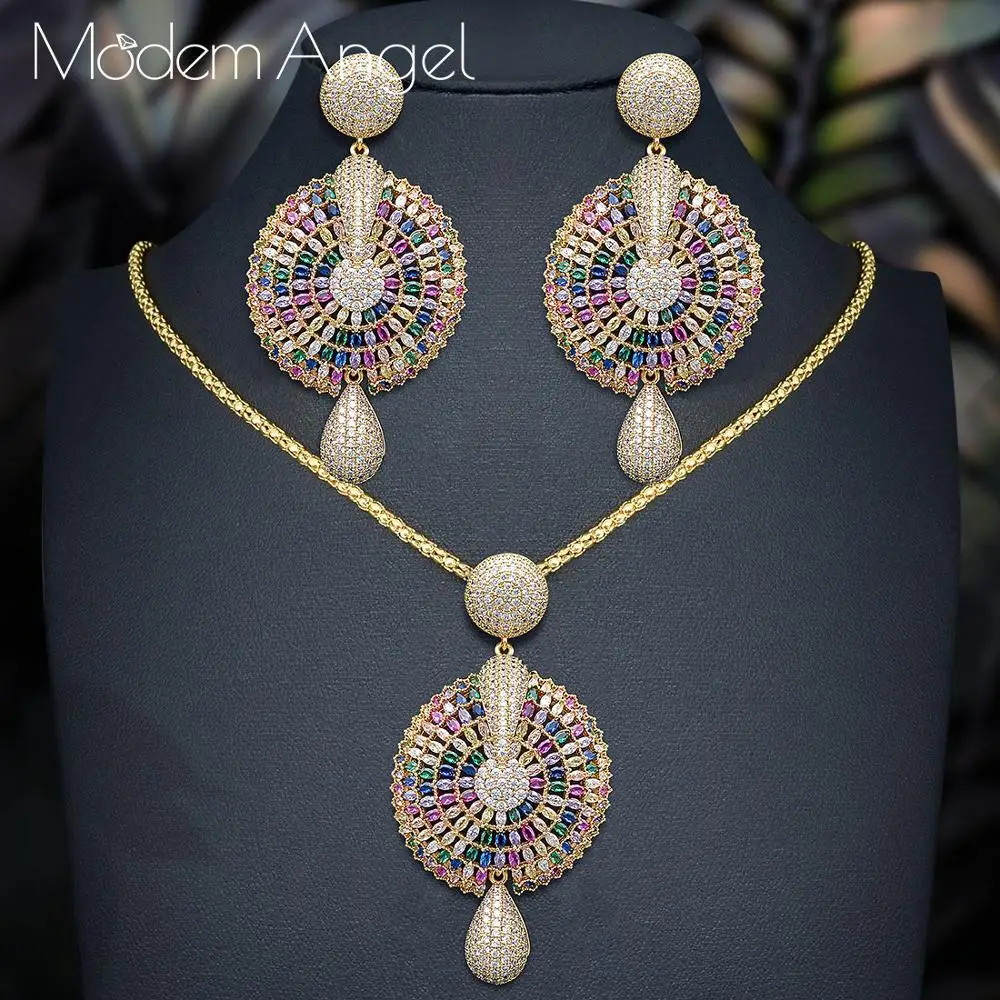 ModemAngel 2020 Luxury Small Bell Nigerian Necklace Earring Jewelry Sets For Women Wedding Indian Dubai Bridal | Украшения и
