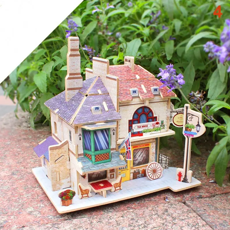 Горячая 3D миниатюрный Британский деревянный дом Сборка DIY Развивающие игрушки для детей