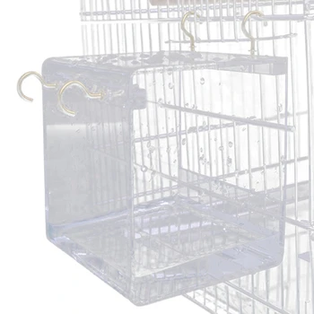 

Transparent Pet Bird Bath House With Hanging Hooks For Parrots Cockatiels Parakeets-M