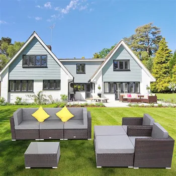 

Patio PE Wicker Rattan Corner Sofa 8 Pieces Set