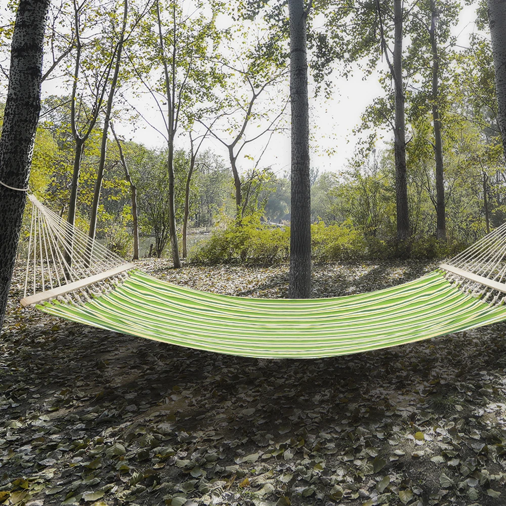 2-Person Double Hammock with Detachable Pillow Spreader Bar 300 lb Capacity For Children Adult Outdoor Backpacking Travel
