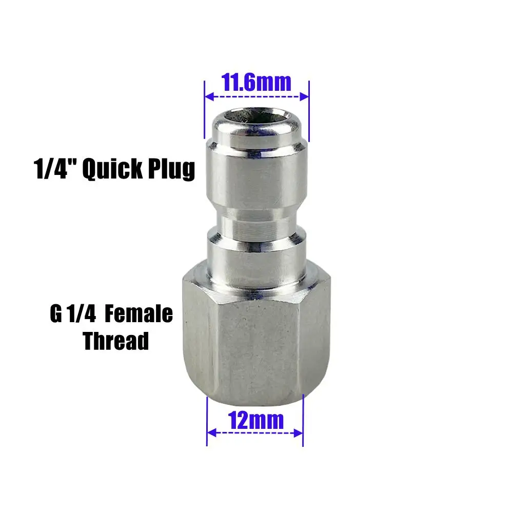 Brass 1/4" Quick Plug & Disconnect Adaptor Pressure Washer Hydraulic Couplers Nozzle Connector For Garden Irrigation Washing