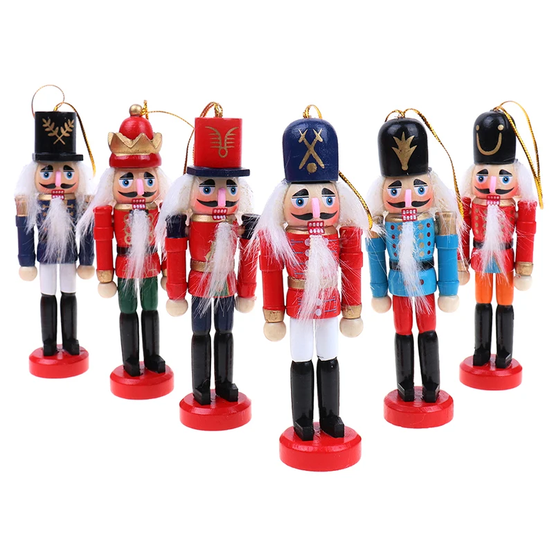 1PCS 12cm Nutcracker Puppet Desktop Decor Christmas Ornaments Cartoons Drawing Walnuts Soldiers Band Dolls Nutcracker Miniatures