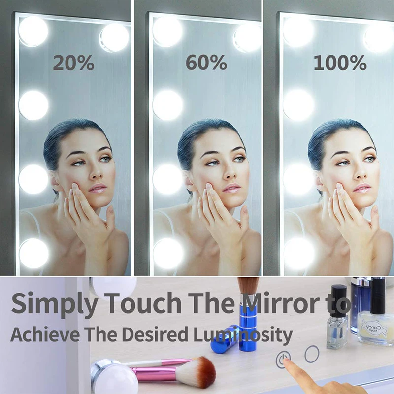 Hollywood Style Makeup Mirror with Lights LED Bulbs Cosmetic Tabletop Adjustable Brightnes Lighted  - 33020561765