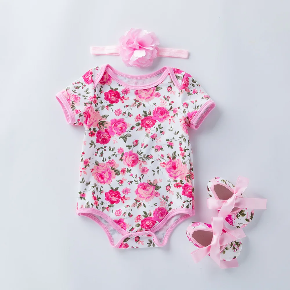 

New Style AliExpress Separate Station INS Newborn Infant Jumpsuit Short Sleeve Printed Romper Short Crawling Clothes Girls' Shir