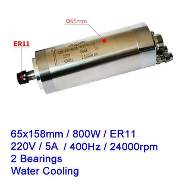 65x158mm 800W ER11 Шпиндельный двигатель с ЧПУ 800 Вт 110 кВт 220 кВт 380 кВт водяное воздушное охлаждение гравировальный станок ось Z вал в - Цвет: 65x158mm 800W ER11