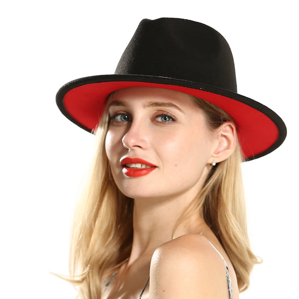 Женская шерстяная шляпа Fedora для элегантной леди осенние шляпы Трилби широкий джазования с полями церковные чародейные Шляпы размер 56-58 см
