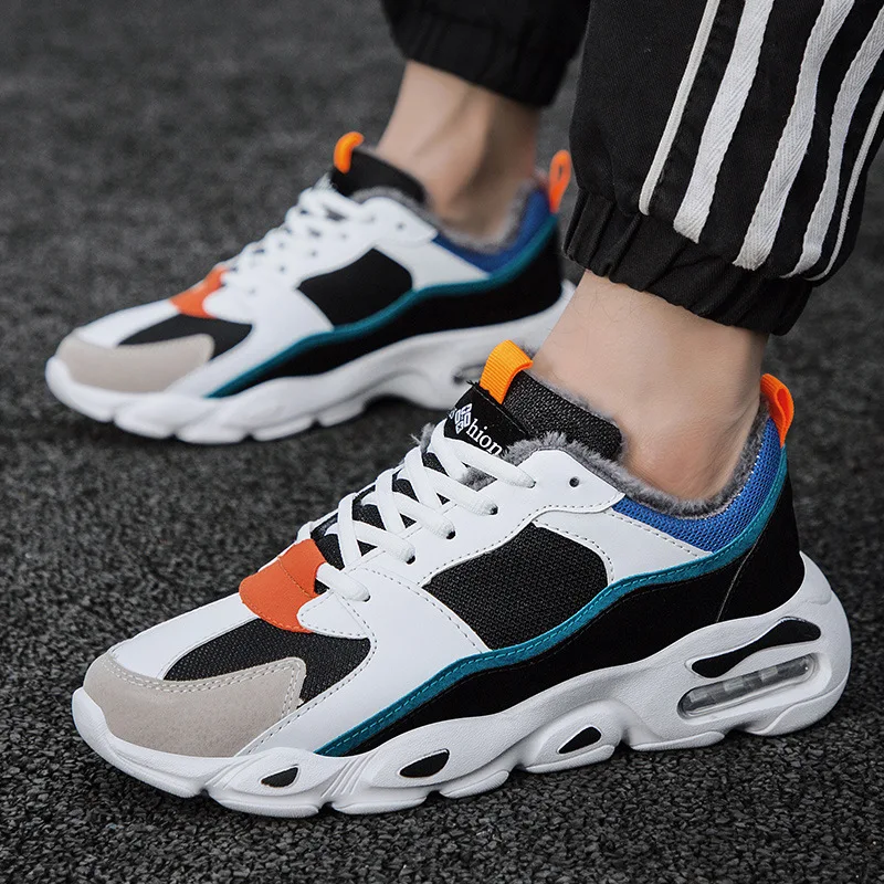 

2019 Autumn And Winter New Style plus Velvet Paris Air Cushion PU Bottom Retro MEN'S SHOES Trendy Shoes Sporty Men's Casual Shoe