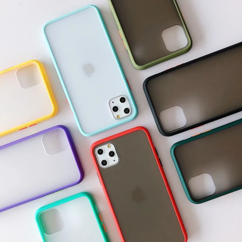 Простой сплошной цвет границы Прозрачный матовый чехол для телефона iPhone11 X XS XR XSMax