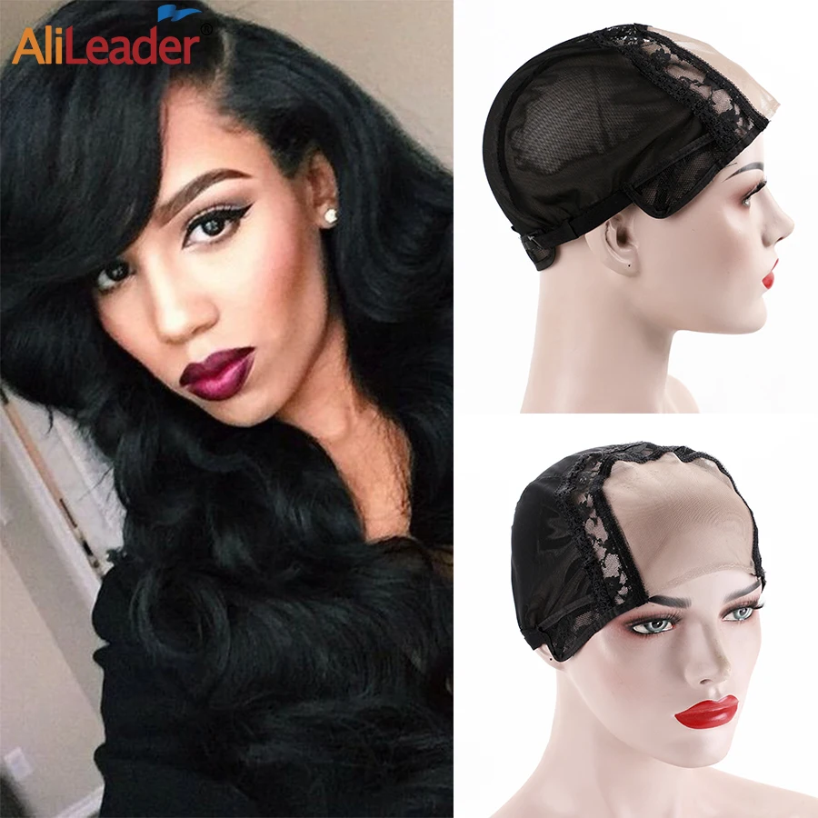 Boné com Alças Hairnet para Fazer Alileader Parte Laço Suíço Cabelo Humano Peruca Preta Ajustáveis Kit Onda Boné Frete Grátis 4*4 u Mod. 113712