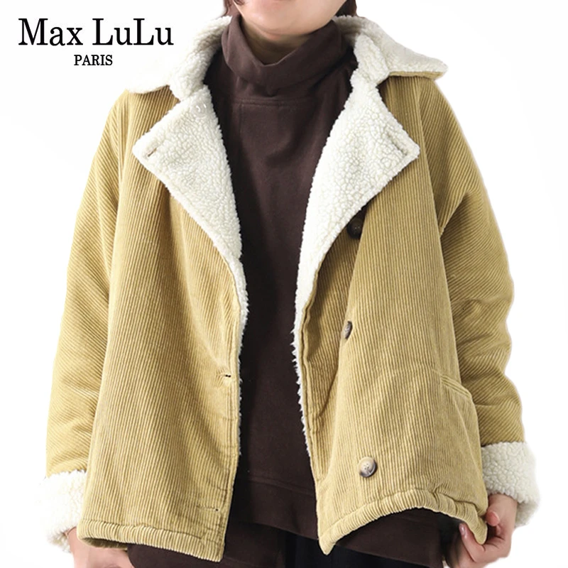 

Max LuLu Korean Fashion Ladies Fur Clothing Womens Vintage Corduroy Parkas Punk Warm Winter Jacket Thicken Padded Coat Plus Size