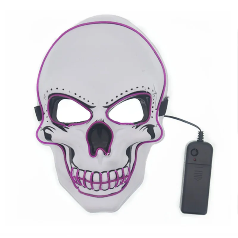 NEW Halloween LED Mask EL Wire Woven Skull Shaped Light Up Halloween Mask Light Up Party Neon Cosplay Horror Glow In Dark - Цвет: Фиолетовый