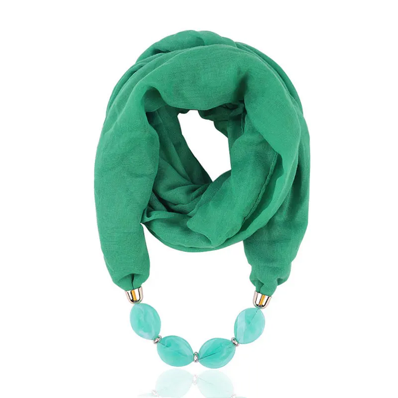 HONGHUACI декоративное ювелирное ожерелье Вуаль шарф Бусы Кулон Голова шарфы женский платок Femme хиджаб - Цвет: Зеленый