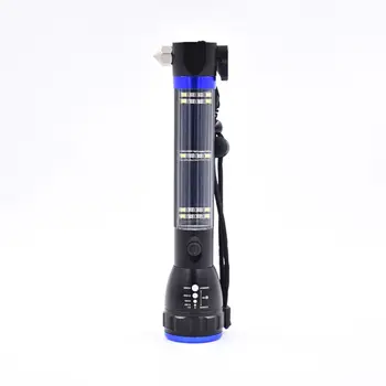 

Solar light flashlight car multi-function safety Multi-function Solar Escape Rescue Flashlight USB Charging Safety Hammer #3J30