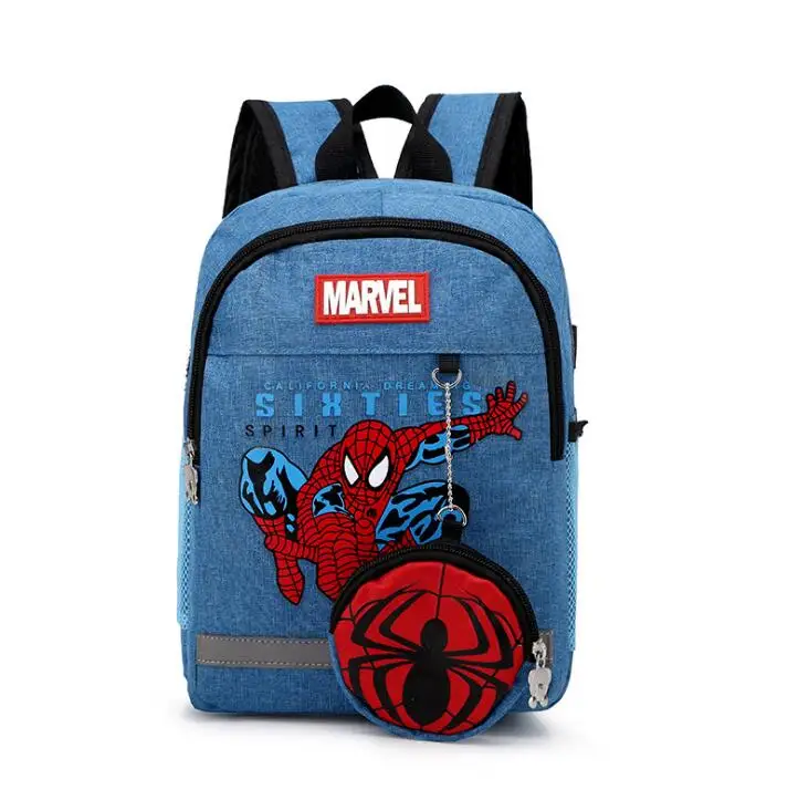 Disney-mochila escolar de dibujos animados para niños y bebés, morral de Spider-man, para libros, guardería, Coche