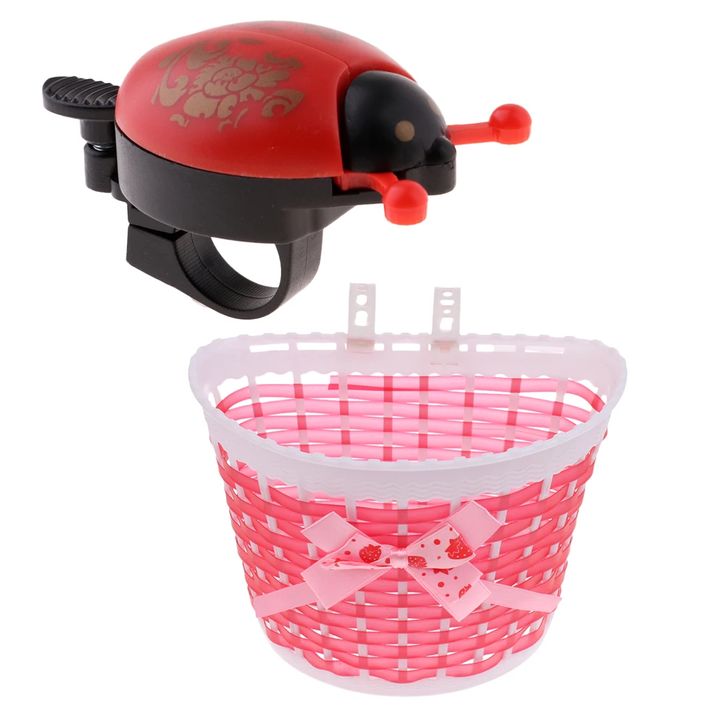 Bike Front Basket Cycle Shopping Stabilizer + Cycle Novelty Ladybug Bell Horn Alarm for    Bicycle Cycling Accessories