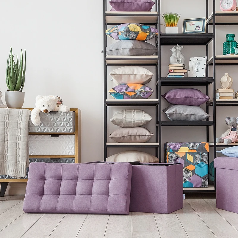 Delhi-obuvnitsa Delicatex lilac Home Soft Comfort Folding Multi-function Storage Box with Lid Organizer Comfortable Ottoman for Children Footrest Fabric Small Chair Living Room Hallway Furniture Tabouret free shipping pu foot square stool with storage space living room ottoman children stool kids storage box footrest