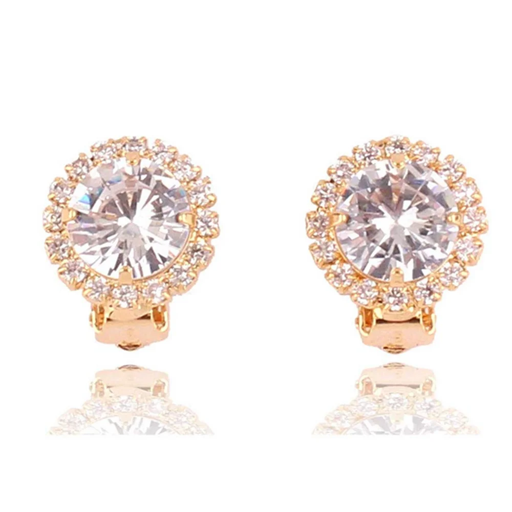 12 Colors AAA Cubic Zircon Tear Drop Geometric Clip on Earrings No Pierced Women Party Wedding Charm Ear Clip GRACE JUN ear clip earrings clip earrings ear clip ear accessories