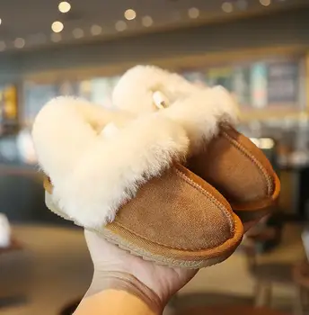 

Girls snow boots 2019 winter new Korean version of the wild baby princess shoes children plus velvet non-slip leather boots