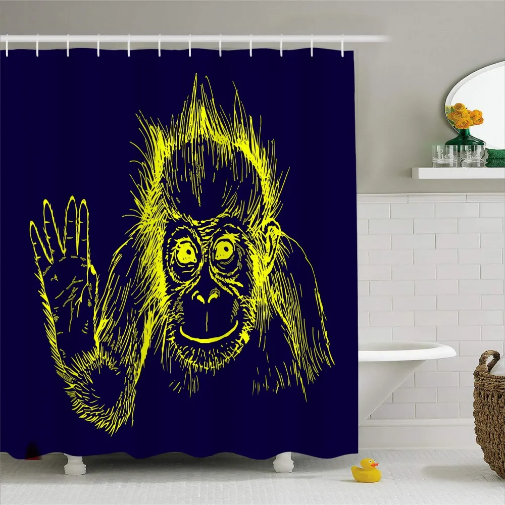 Orangutan, 3D принт, мультяшный стиль, животные, водонепроницаемый полиэстер, занавески для душа, Бесплатные Крючки для ванной комнаты, декор 180x200 см - Цвет: Color-5