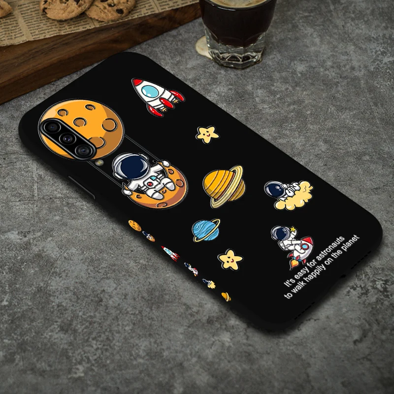 Cute Astronaut Phone Case For Samsung Galaxy A50 A52 A51 A60 A70 A71 A80 A81 A90 5G A91 Cartoon Painting Soft Silicone Cover 5