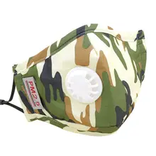 Взрослая унисекс PM2.5 хлопковая маска для губ сменный Угольный воздушный фильтр с камуфляжным принтом Сплошной цвет рот-муфельный респиратор