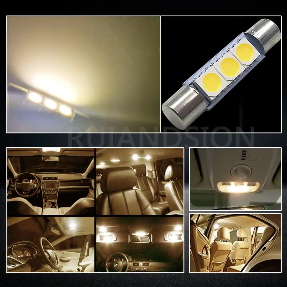 2X Автомобильные светодиодные C5W теплый белый 28 мм 31 3SMD 5050 Клин Авто гирлянда для