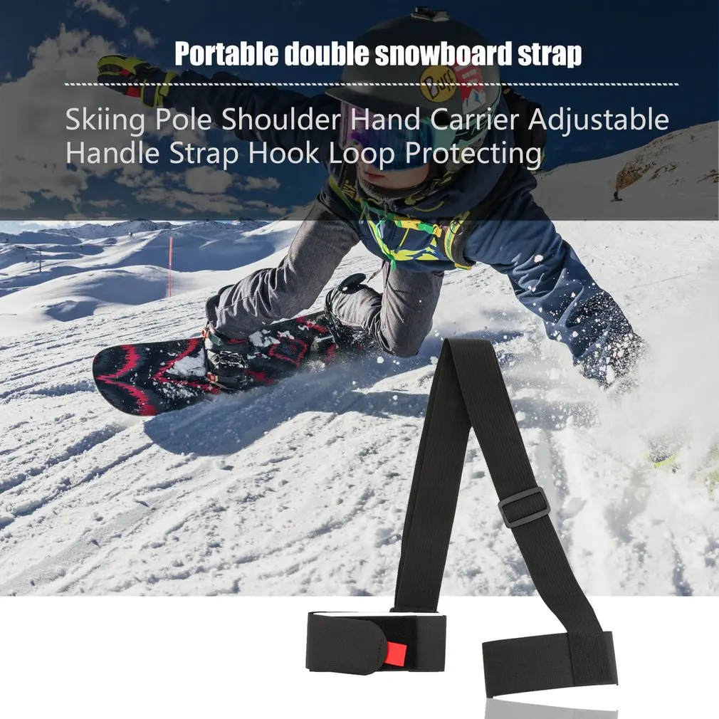 Adjustable Skiing Pole Shoulder Hand Carrier Lash Handle Straps Porter Hook Loop Protecting Black Nylon Ski Handle Strap Bags;