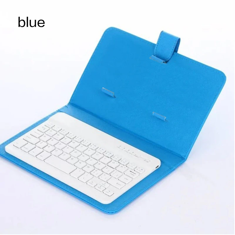 Bluetooth беспроводная клавиатура с PU кожаный чехол защитный чехол для iPhone iPad huawei Xiaomi samsung мобильный телефон планшет - Цвет: Синий