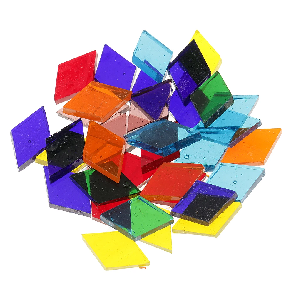 250pcs Assorted Color Glass Mosaic Tile For Mosaic Making DIY Kids Crafts Supplies Cups Plates Photo Frames Decor Accessories 