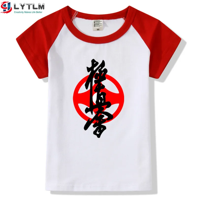Футболка LYTLM Kyokushin Karate Oyama для мальчиков, Детские футболки в Корейском стиле для мальчиков, Детская футболка Kung Fu детская футболка Moleton Infantil - Цвет: DX Raglan Red