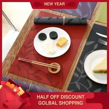

Placemat Leaves Jacquard Non-Slip Heat Insulation Easy Cleaning Plate Mat Bowl Mat Hotel Restaurant Supplies European Western