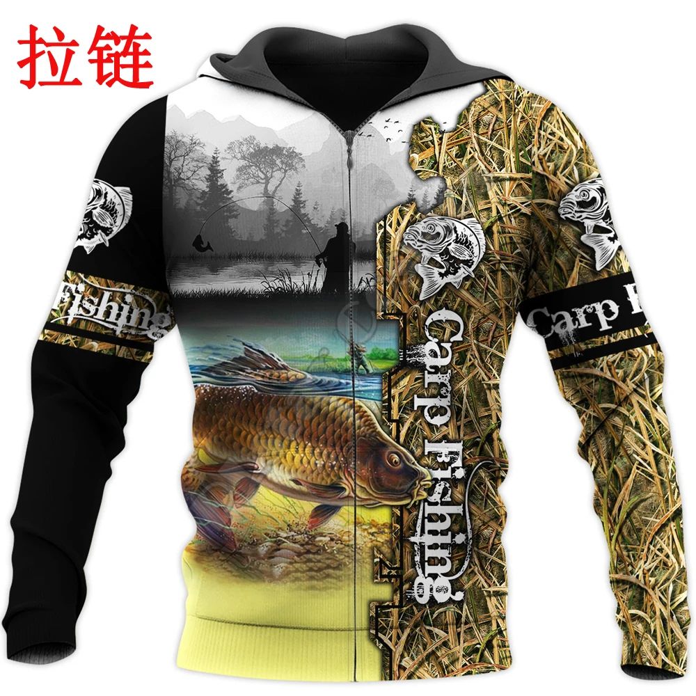 Carp Fishing Camo 3D All Over Printed Mens Autumn Hoodie