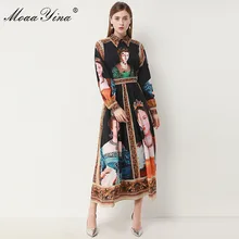 MoaaYina, модное дизайнерское платье, весна-осень, женское платье с длинным рукавом, винтажное, королевское, с принтом, благородные, элегантные платья