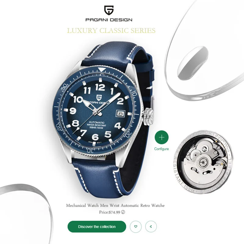 PAGANI Design 2020 New Mens Watches Top Brand Luxury Sport Mechanical Automatic Leather Waterproof Watch Men relogio masculino | Наручные