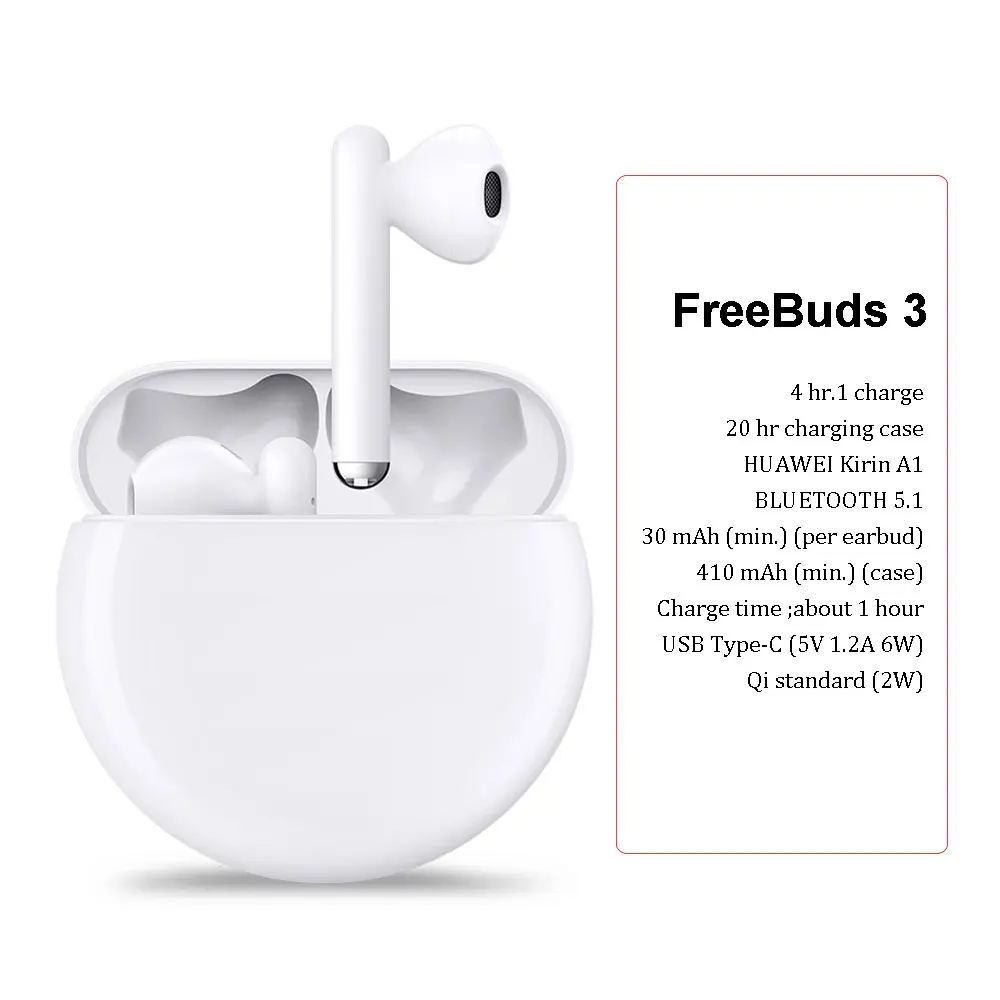 FreeBuds 3 White HUAWEI FreeBuds 3 TWS наушники Bluetooth двойной режим 5,1 беспроводная гарнитура Kirin A1 Ture Беспроводные Наушники быстрая зарядка - Цвет: FreeBuds 3 White