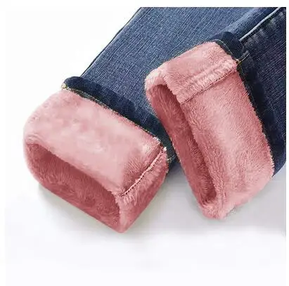 dark blue pink Зимние теплые женские джинсы, повседневные Бархатные женские брюки с высокой талией, женские Pantalon джинсовые джинсы для женщин, брюки больших размеров P9288 - Цвет: dark blue pink
