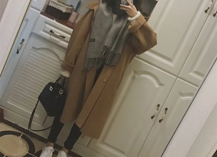 Spring Autumn Coat Women Clothes Korean Oversized Women Coat Vintage Wool Coat Women Manteau Femme Casaco YR037 YY2031