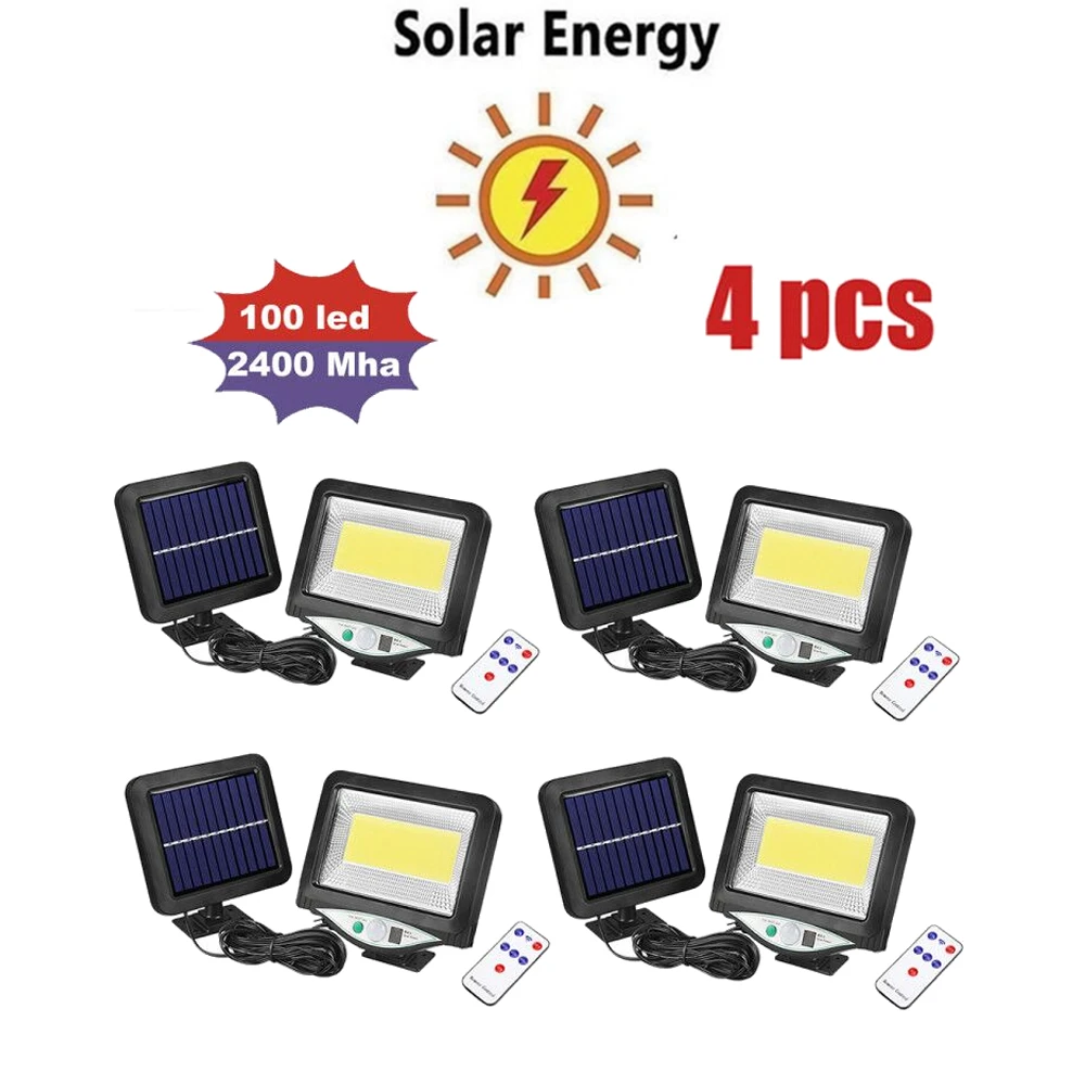 

LED Solar Light PIR Motion Sensor Wall Lamp Energy-saving Lights Waterproof Outdoor Garden Floodlights Spotlights remote 3 modes