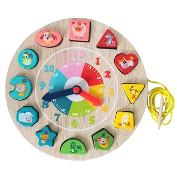

1 Set Wooden DIY Clock Matching Blocks Clock Toy Funny Clock Plaything Educational Toys for Toddlers Boys Girls (Zodiac Animal P