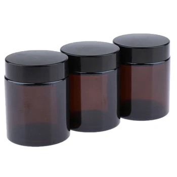 

6Pcs 100ml Brown Refillable Glass Cosmetic Containers Jars Pot For Cream Tea