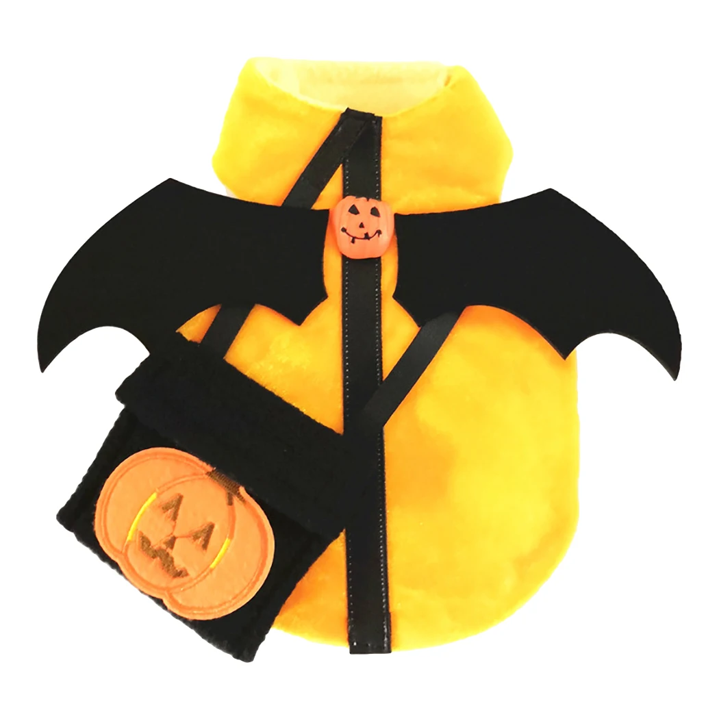 Yellow Хэллоуин для домашней собаки костюмы крылья летучей мыши тыква сумка Декор милый маскарадный костюм Хэллоуин для домашней собаки кошка костюм - Цвет: Yellow